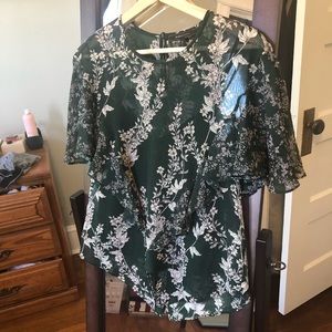 Green floral bcbg top